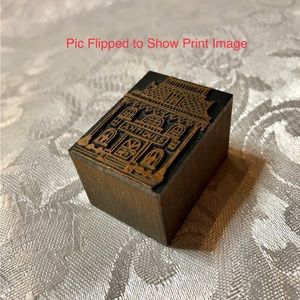 Antique Wooden Print Block Copper Antiques Victorian House Mansion